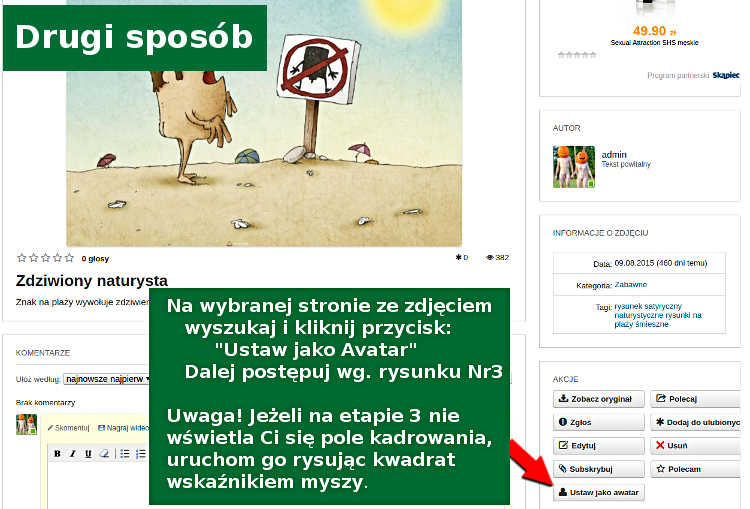 Na Avatar mozesz równierz wybrać zdjęcie z Twojej galeriii