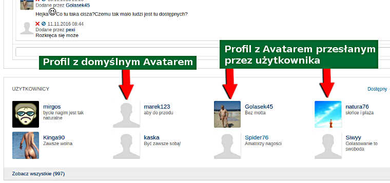 Przykłady Avatarów na stronie  
